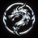 EDG战队Logo - 黑色背景上的银色巨龙标志